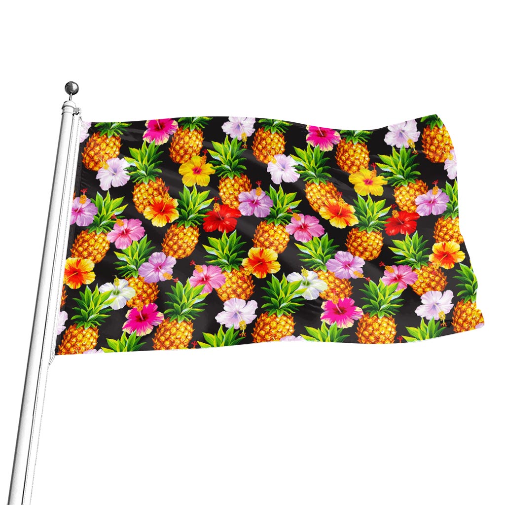 Aloha Hibiscus Pineapple Pattern Print Flag