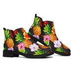 Aloha Hibiscus Pineapple Pattern Print Flat Ankle Boots