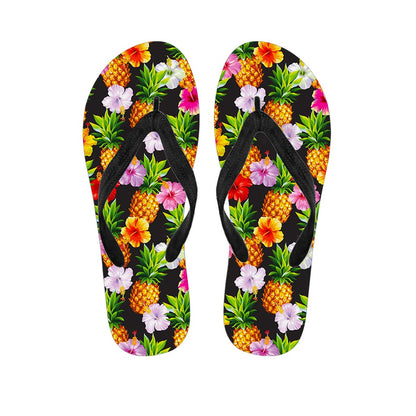 Aloha Hibiscus Pineapple Pattern Print Flip Flops