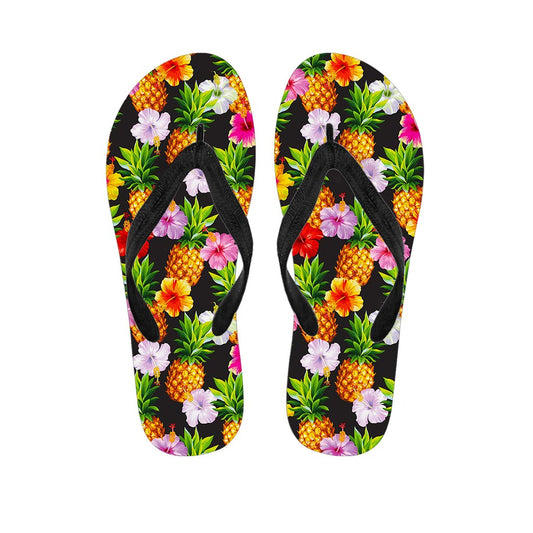 Aloha Hibiscus Pineapple Pattern Print Flip Flops