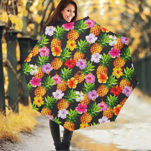 Aloha Hibiscus Pineapple Pattern Print Foldable Umbrella