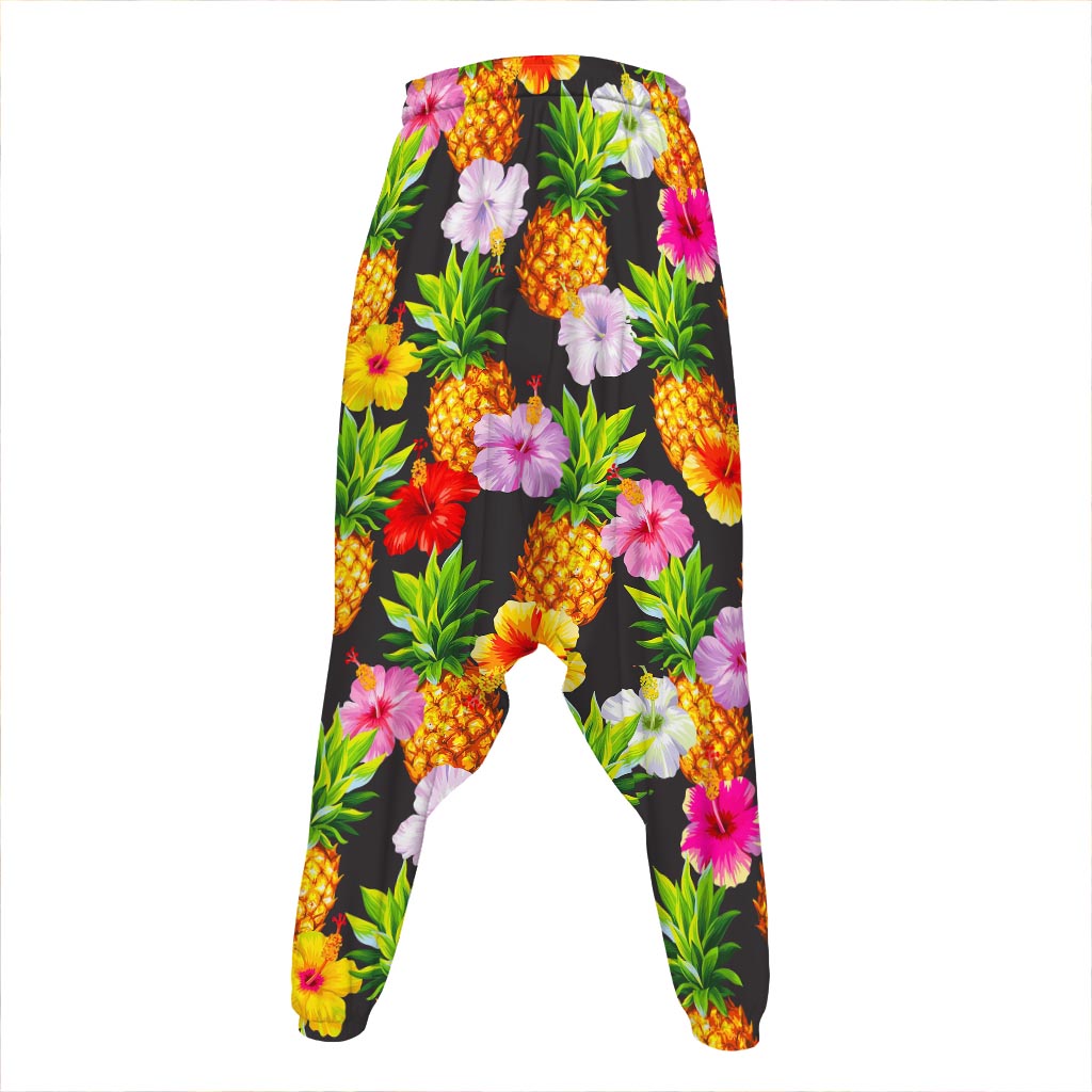 Aloha Hibiscus Pineapple Pattern Print Hammer Pants
