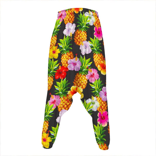 Aloha Hibiscus Pineapple Pattern Print Hammer Pants