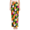 Aloha Hibiscus Pineapple Pattern Print High Slit Maxi Skirt