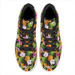 Aloha Hibiscus Pineapple Pattern Print High Top Leather Sneakers