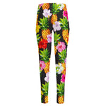 Aloha Hibiscus Pineapple Pattern Print High-Waisted Pocket Leggings