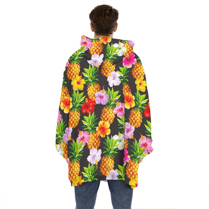 Aloha Hibiscus Pineapple Pattern Print Hoodie Blanket