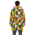 Aloha Hibiscus Pineapple Pattern Print Hoodie Blanket
