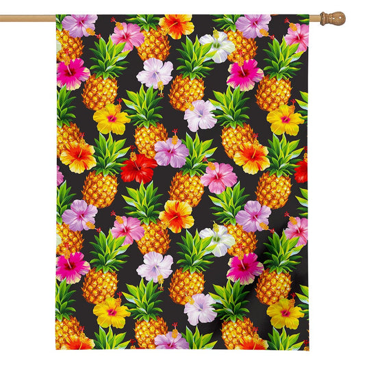 Aloha Hibiscus Pineapple Pattern Print House Flag