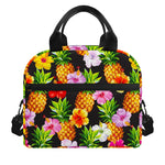 Aloha Hibiscus Pineapple Pattern Print Insulated Lunch Bag