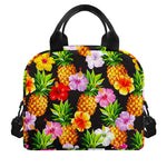 Aloha Hibiscus Pineapple Pattern Print Insulated Lunch Bag