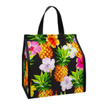 Aloha Hibiscus Pineapple Pattern Print Insulated Lunch Tote