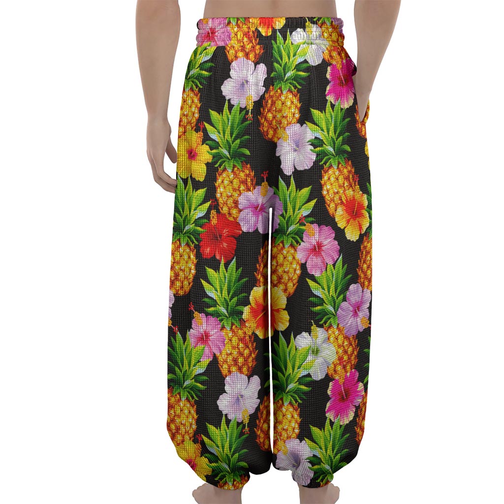 Aloha Hibiscus Pineapple Pattern Print Lantern Pants
