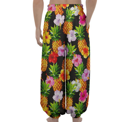 Aloha Hibiscus Pineapple Pattern Print Lantern Pants