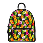 Aloha Hibiscus Pineapple Pattern Print Leather Backpack