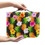 Aloha Hibiscus Pineapple Pattern Print Leather Bible Cover