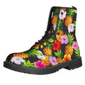 Aloha Hibiscus Pineapple Pattern Print Lace-Up Boots