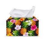 Aloha Hibiscus Pineapple Pattern Print Leather Tissue Box Cover