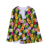 Aloha Hibiscus Pineapple Pattern Print Long Sleeve Short Coat