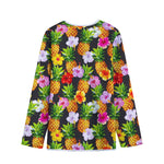 Aloha Hibiscus Pineapple Pattern Print Long Sleeve Short Coat