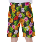 Aloha Hibiscus Pineapple Pattern Print Men's Beach Shorts