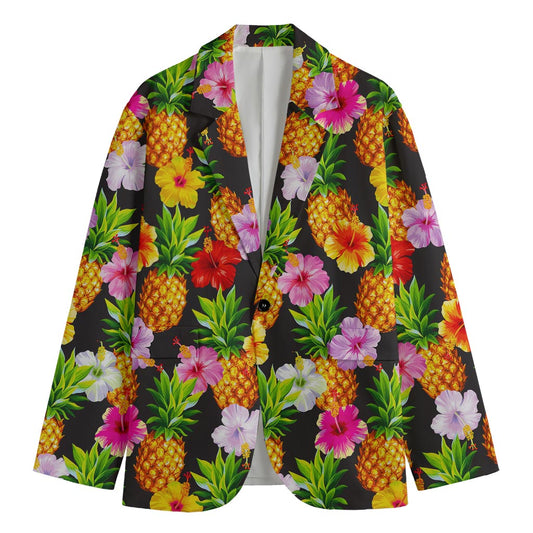 Aloha Hibiscus Pineapple Pattern Print Men's Blazer