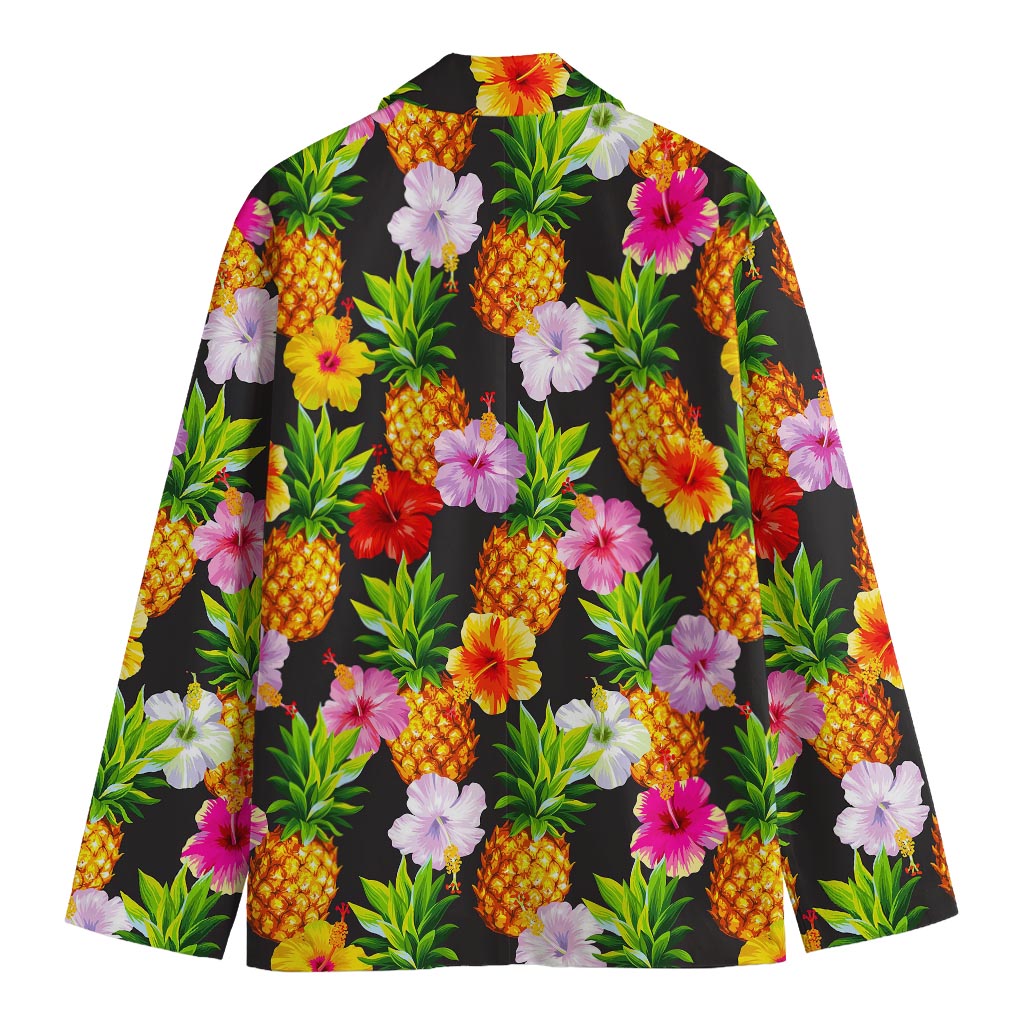 Aloha Hibiscus Pineapple Pattern Print Men's Blazer