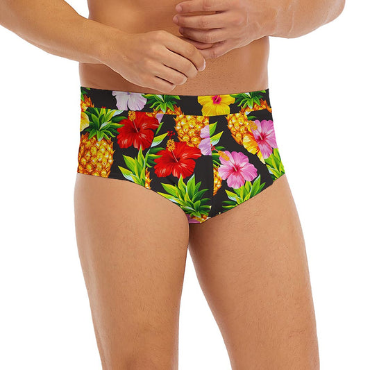 Aloha Hibiscus Pineapple Pattern Print Men's Briefs