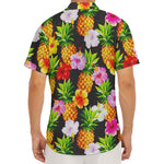 Aloha Hibiscus Pineapple Pattern Print Men's Deep V-Neck Shirt