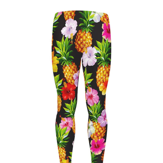 Aloha Hibiscus Pineapple Pattern Print Men's leggings