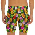 Aloha Hibiscus Pineapple Pattern Print Men's Long Boxer Briefs