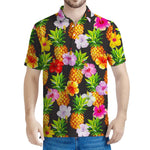 Aloha Hibiscus Pineapple Pattern Print Men's Polo Shirt