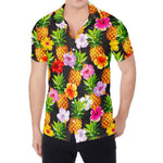 Aloha Hibiscus Pineapple Pattern Print Men's Shirt