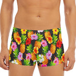Aloha Hibiscus Pineapple Pattern Print Men's Short Boxer Briefs