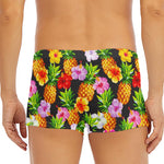 Aloha Hibiscus Pineapple Pattern Print Men's Short Boxer Briefs