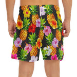 Aloha Hibiscus Pineapple Pattern Print Men's Split Running Shorts