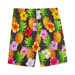 Aloha Hibiscus Pineapple Pattern Print Men's Sports Shorts
