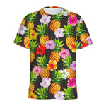 Aloha Hibiscus Pineapple Pattern Print Men's Sports T-Shirt