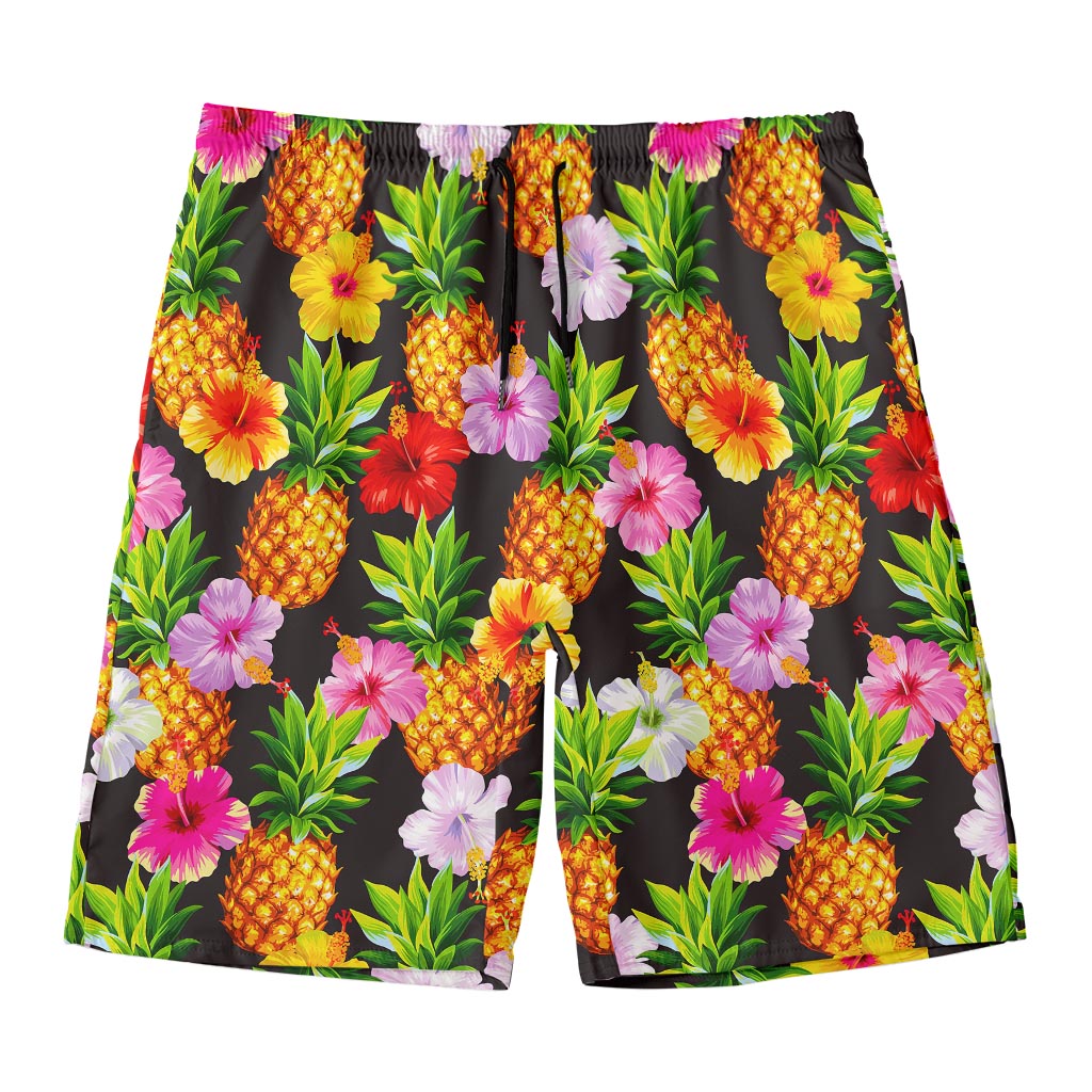 Aloha Hibiscus Pineapple Pattern Print Men's Swim Trunks