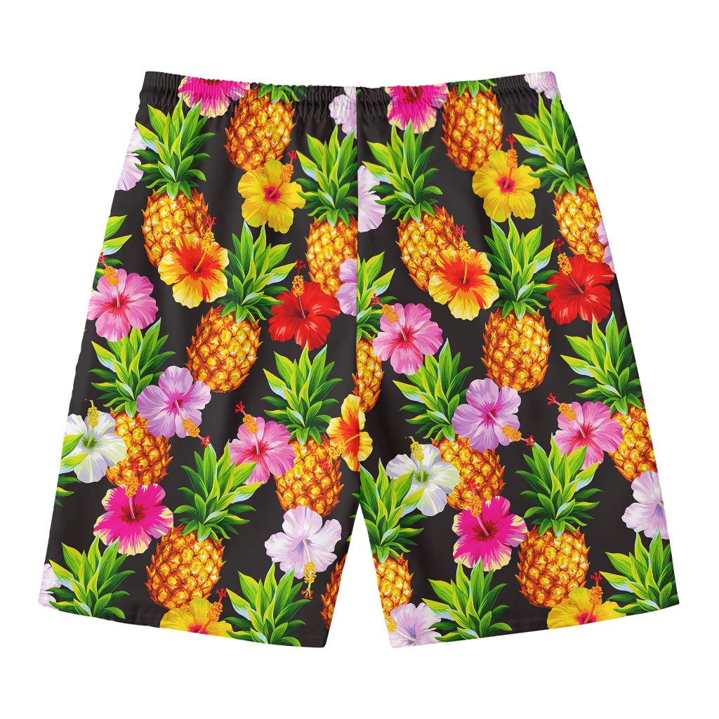 Aloha Hibiscus Pineapple Pattern Print Men's Swim Trunks