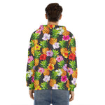 Aloha Hibiscus Pineapple Pattern Print Men's Velvet Pullover Hoodie