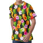 Aloha Hibiscus Pineapple Pattern Print Men's Velvet T-Shirt
