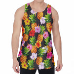 Aloha Hibiscus Pineapple Pattern Print Men's Velvet Tank Top