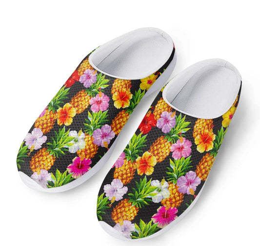 Aloha Hibiscus Pineapple Pattern Print Mesh Casual Shoes