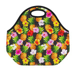 Aloha Hibiscus Pineapple Pattern Print Neoprene Lunch Bag