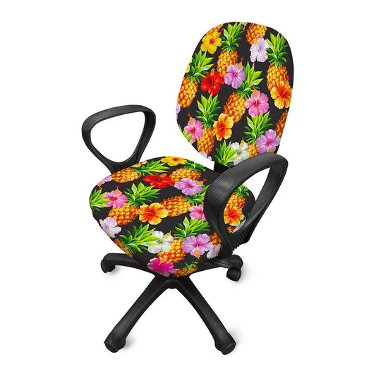 Aloha Hibiscus Pineapple Pattern Print Office Chair Cover