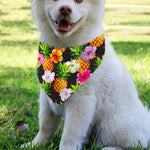 Aloha Hibiscus Pineapple Pattern Print Over The Collar Dog Bandana