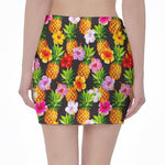 Aloha Hibiscus Pineapple Pattern Print Pencil Mini Skirt