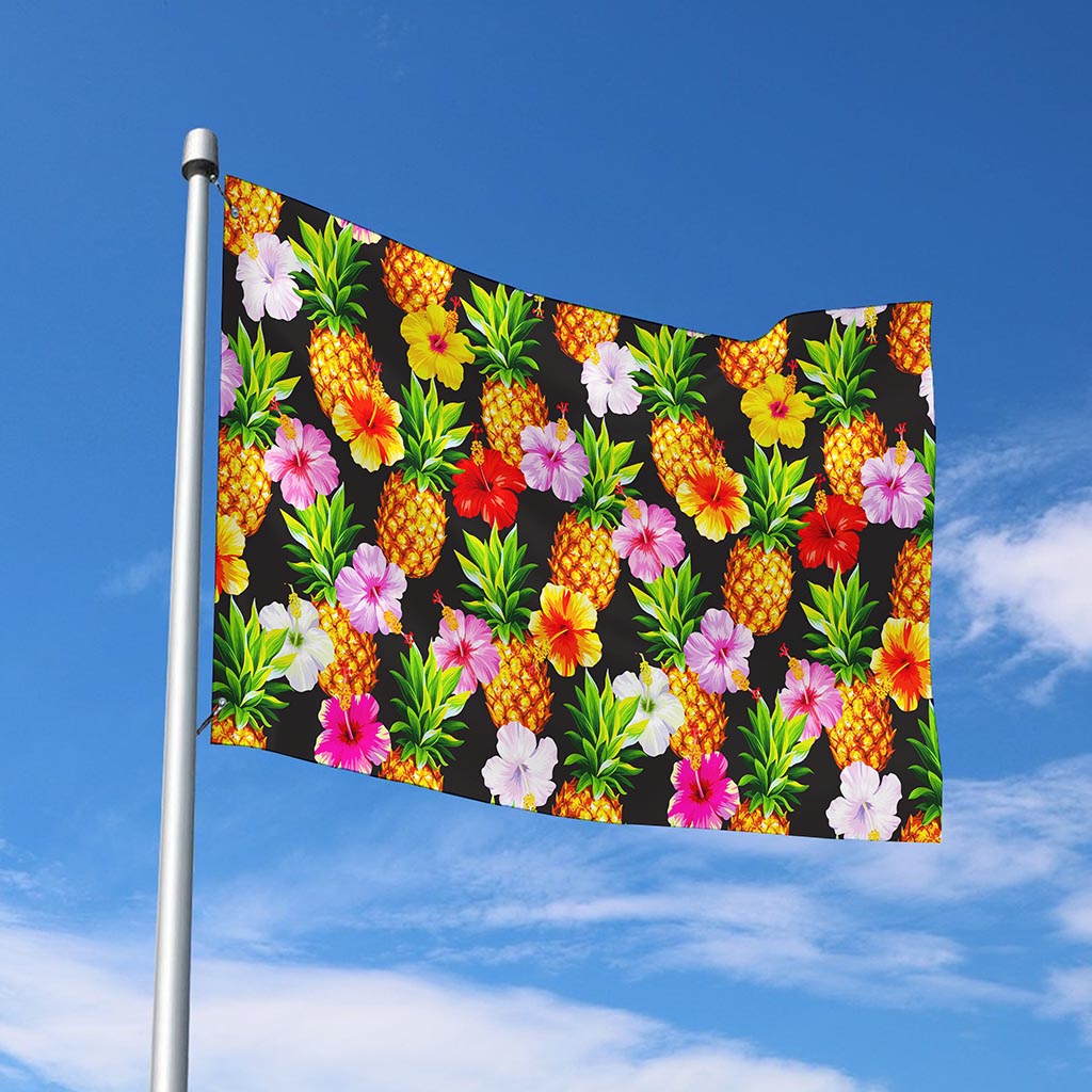 Aloha Hibiscus Pineapple Pattern Print Polyester Flag