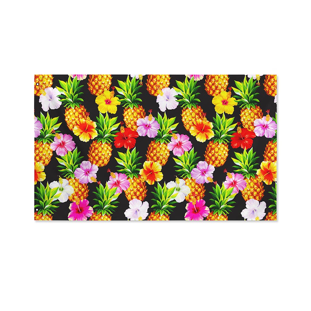 Aloha Hibiscus Pineapple Pattern Print Polyester Flag